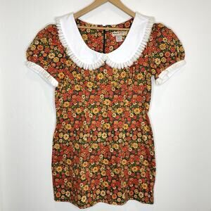 Miracle Eye Marigold Dolly Mini Dress Womens XL Lace Collar Short Sleeve
